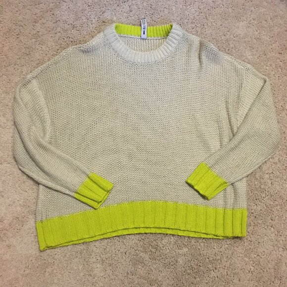 Design Lab Grey and Acid Yellow Slouchy Knit Sweater - Picture 9 of 13